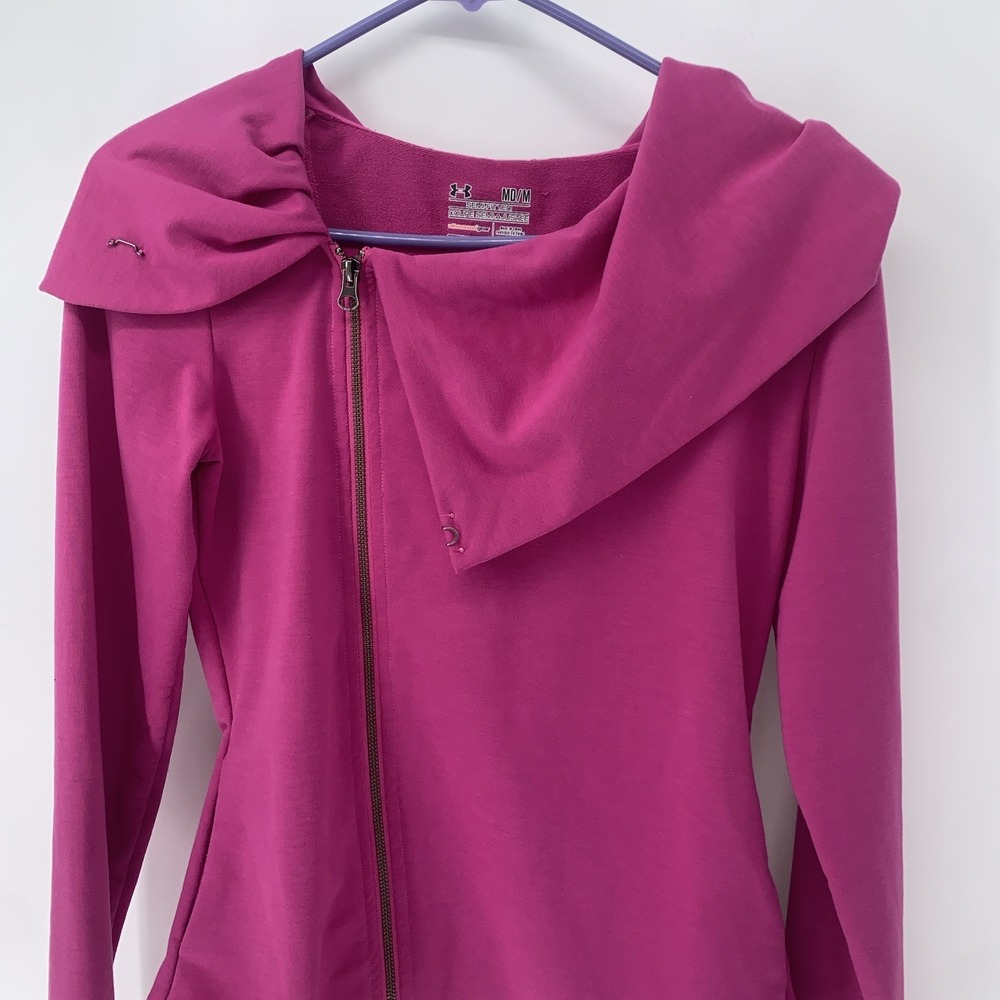 Hot Pink Women's Under Armour Semi Fitted Full Zip Jacket Medium Asymmetrical